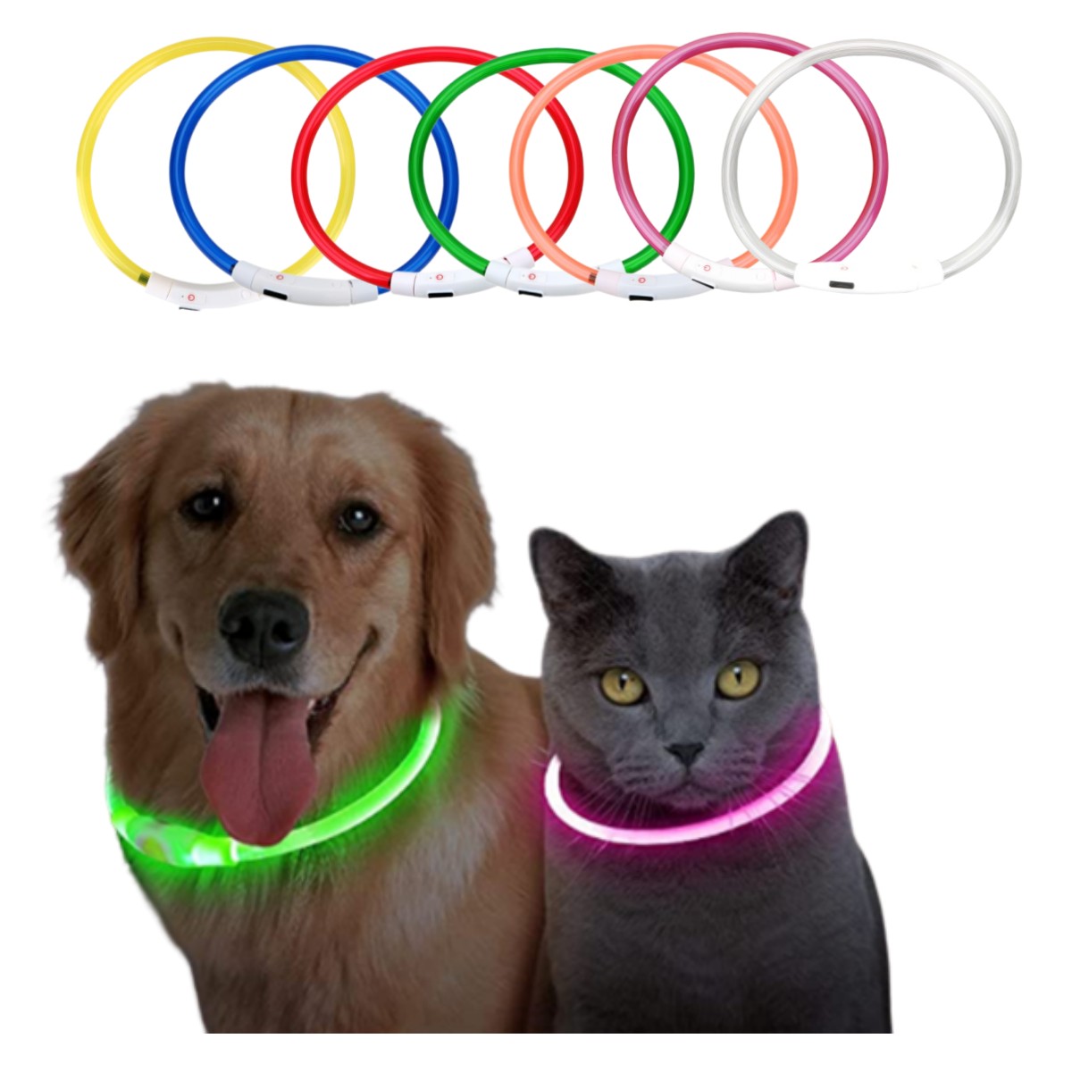 Tech Dog Accessories - Светодиодный ошейник для собак, съемный светящийся